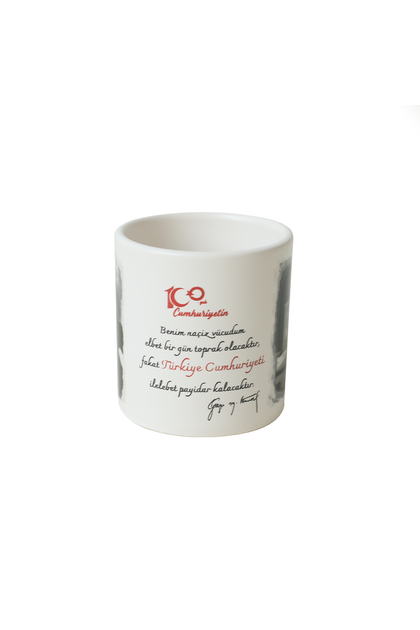 100. Yl Atatrk Portreli Silindir Kupa 1 Adet