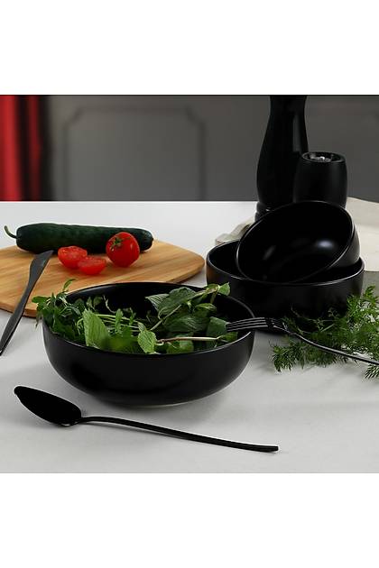 Mat Siyah Nordic/Kera/Bulut Salata/erez Seti 3 Para