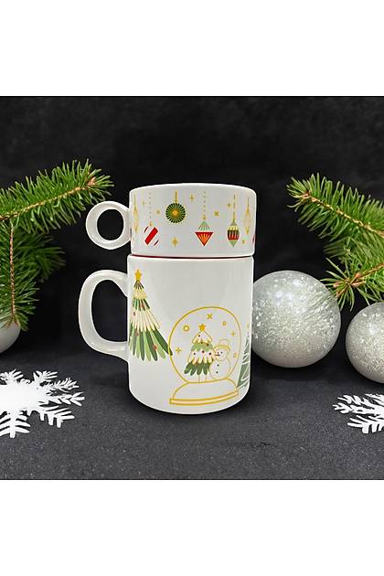 Keraart Christmas Sevimli Yellow Gift Kupa 2 Para
