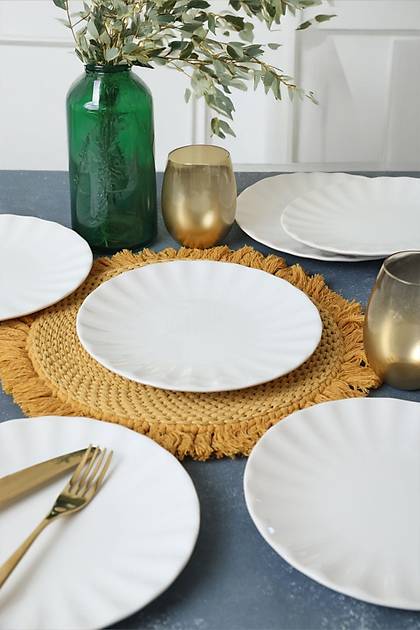 Beyaz Sirius Pasta Taba 22 Cm 6 Adet 004