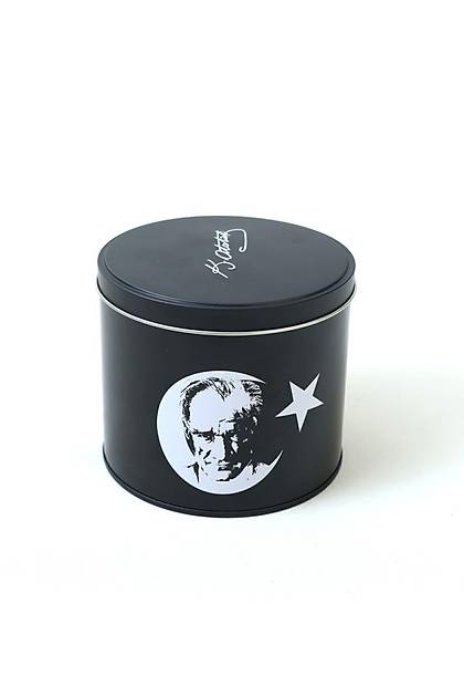 Keraart Atatrk Ay Yldz Portre Beyaz mza zel Teneke Kutulu 4 Para 2 Kiilik Kahve Takm