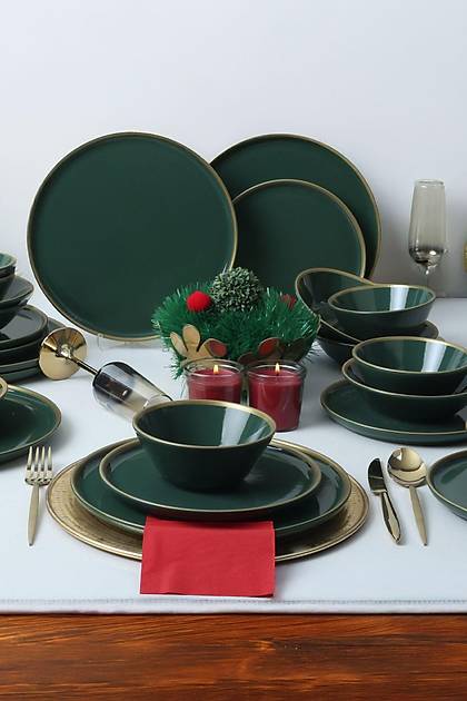 Green Gold Fileli Nordic Yemek Takm 24 Para 6 Kiilik