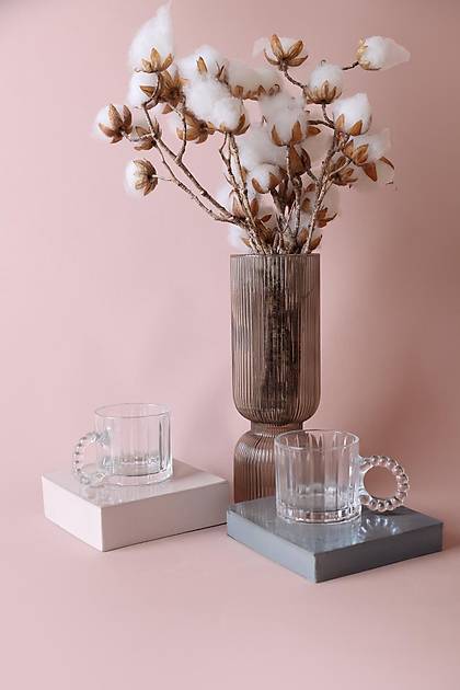 Boncuk Kulplu Cam Fincan 2 Adet