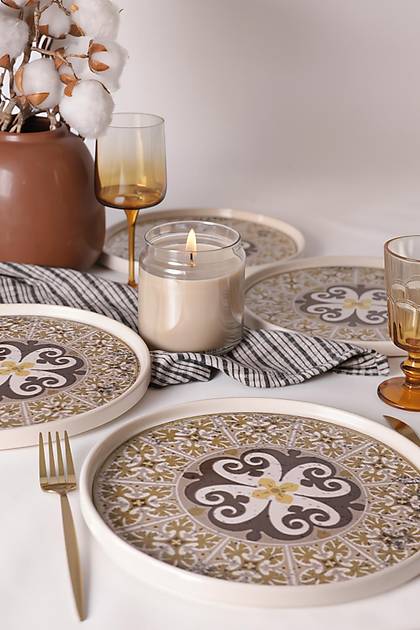 Timeless Brown Stackable Servis Taba�� 27 Cm 4 Adet 21973