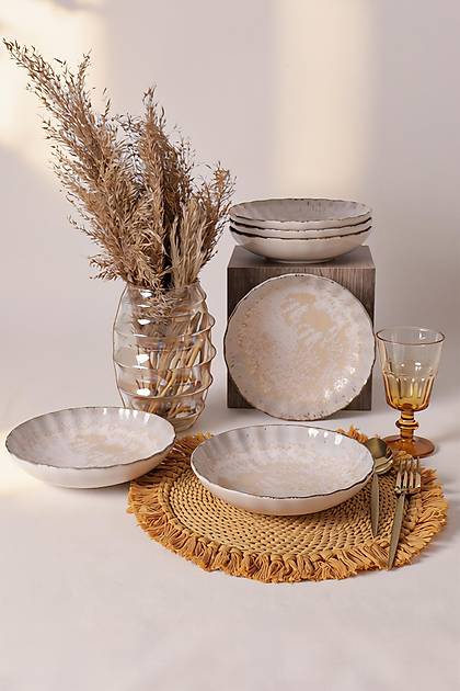 Vintage Cream Sirius Yemek Taba�� 20 Cm 6 Adet 22146