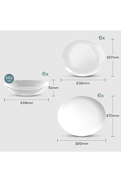 Keraart Stella Yemek Takm 18 Para 6 Kiilik Beyaz 206018