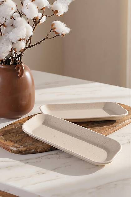 Keramika Mat Krem Pergamon Kay�k Tabak 26 Cm 2 Adet 040