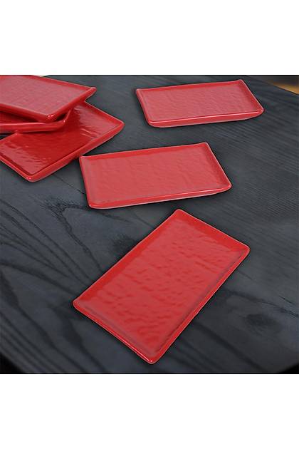 Mat Krmz Doalta Kayk Tabak 15 Cm 6 Adet	