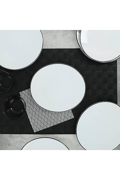 Oval Black Line Pasta Taba 6 Adet 21 Cm