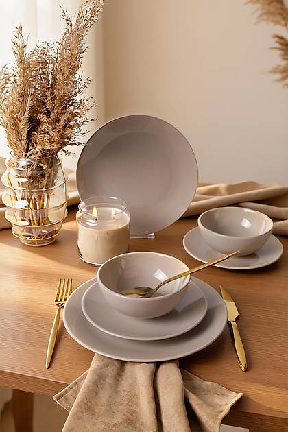 Taupe Kera Yemek Tak�m� 6 Par�a 2 Ki�ilik 594