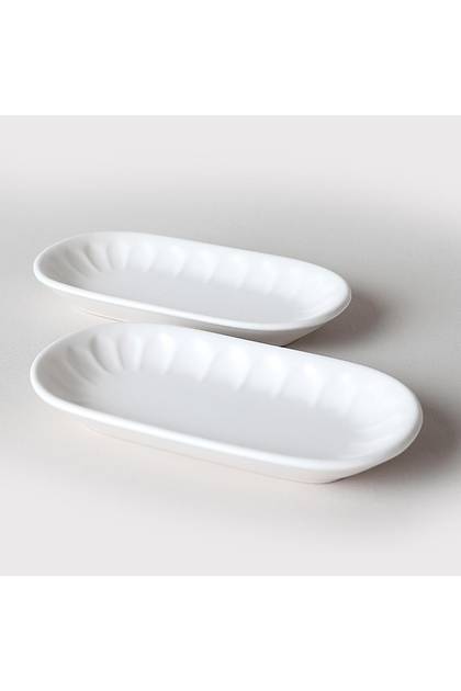 Mat Beyaz Badem Kayk Tabak 19 Cm 2 Adet