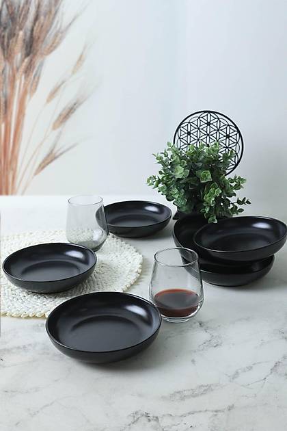 Mat Siyah Nordic Yemek Taba 18 Cm 6 Adet 956