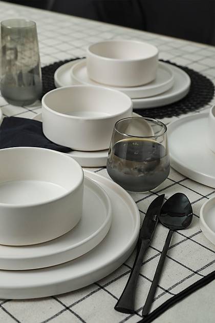 Mat Beyaz Stackable Yemek/Kahvalt Takm 20 Para 4 Kiilik