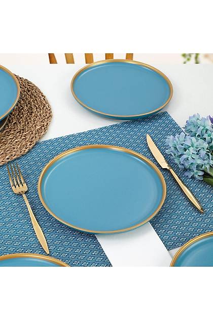 Nordic Gold Mat Mavi Pasta Taba 22 Cm 6 Adet