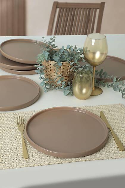 Mat Toprak Taupe Stackable Servis Taba 27 Cm 6 Adet 977