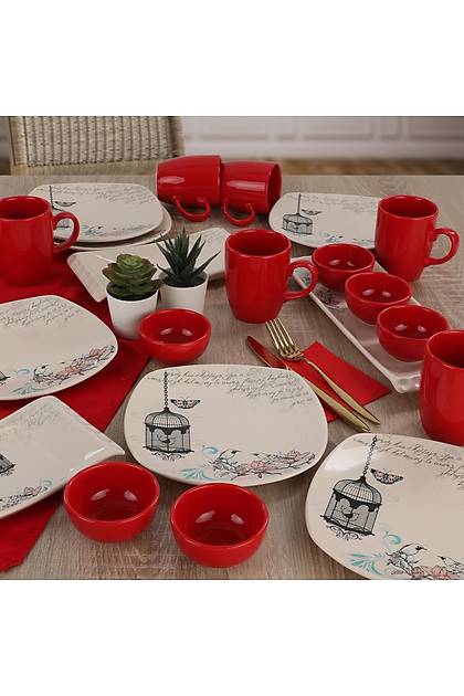 Retro Red Kahvalt Takm 21 Para 6 Kiilik