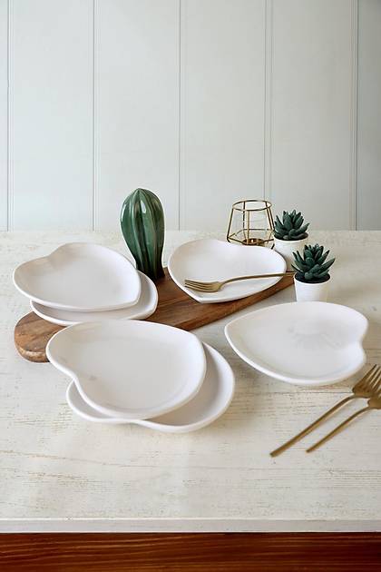 Beyaz Kalp Pasta Taba�� 20 Cm 6 Adet 006