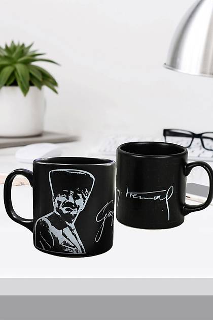 Keraart Atatrk Portreli mza Siyah Silindir Kupa 1 Adet