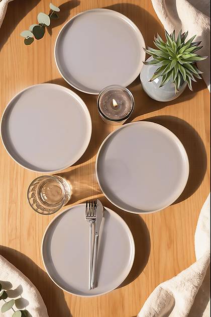 Mat Gri Nordic Pasta Taba�� 22 Cm 4 Adet 995