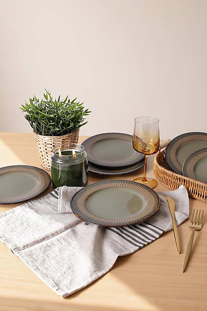 Reaktif Ye�il Line Pasta Taba�� 21 Cm 6 Adet Q84