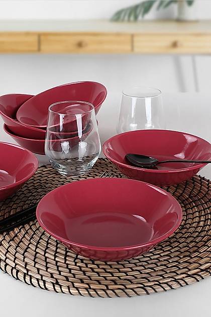 Hitit Carmen Krmz Yemek Taba 18 Cm 6 Adet