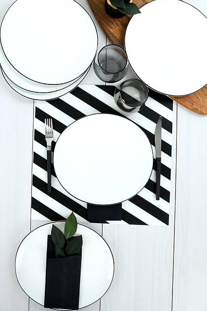 Oval Black Line Servis Taba 6 Adet 27 Cm