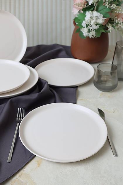 Mat Beyaz Hitit Servis Taba 25 Cm 6 Adet 022