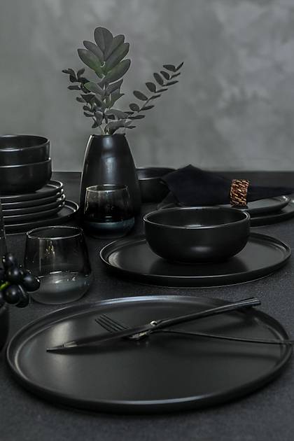 Nordic Mat Siyah Yemek Takm 18 Para 6 Kiilik 956