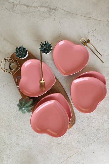 Pembe Kalp Pasta Taba�� 20 Cm 6 Adet 550