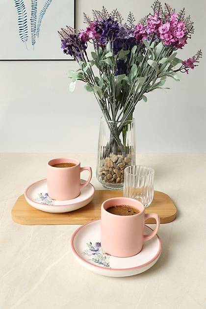 Keramika Elegant Blossoms Pembe Kahve Takm 4 Para 2 Kiilik 21793