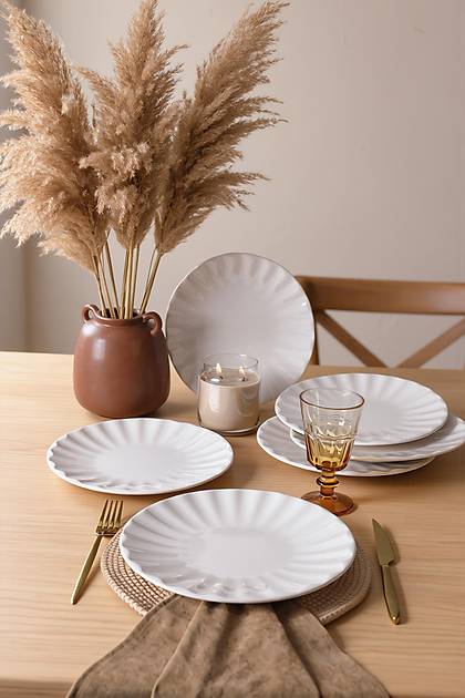 Beyaz Sirius Servis Taba�� 27 Cm 6 Adet 006