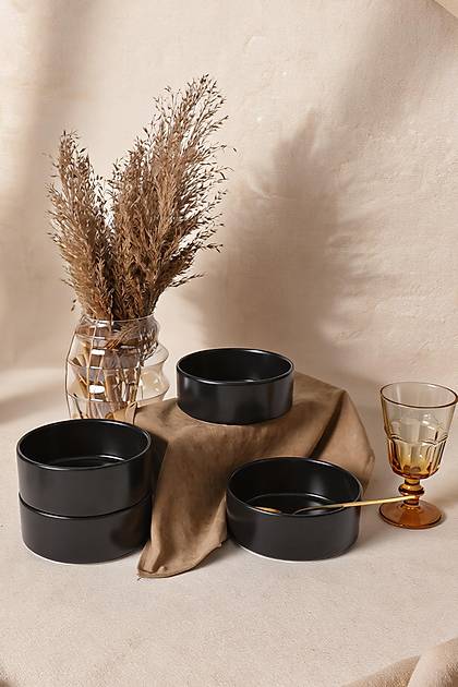 Mat Siyah Stackable Kase 14 Cm 4 Adet