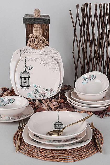 Keraart Retro Yemek Takm 24 Para 6 Kiilik