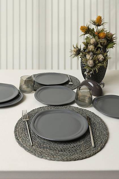 Mat Gri Bloom Pasta Taba 24 Cm 6 Adet 959