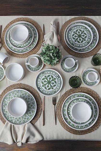 Timeless Green Stackable Yemek / Kahvalt Takm 20 Para 4 Kiilik 21974-75