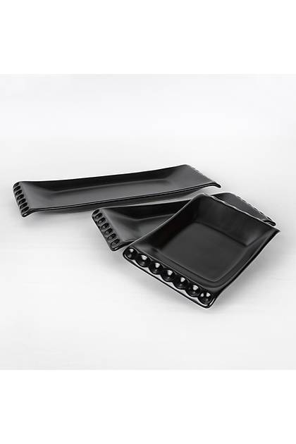 Mat Siyah Selen Kayk Tabak 18-24-33 Cm 3 Adet
