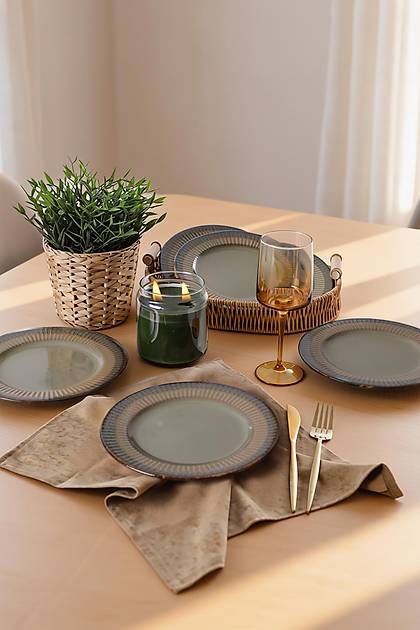 Reaktif Ye�il Line Pasta Taba�� 21 Cm 6 Adet Q84