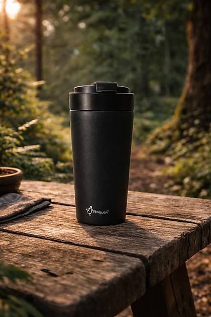 Penguen Mug Termos - Siyah - 380 ml