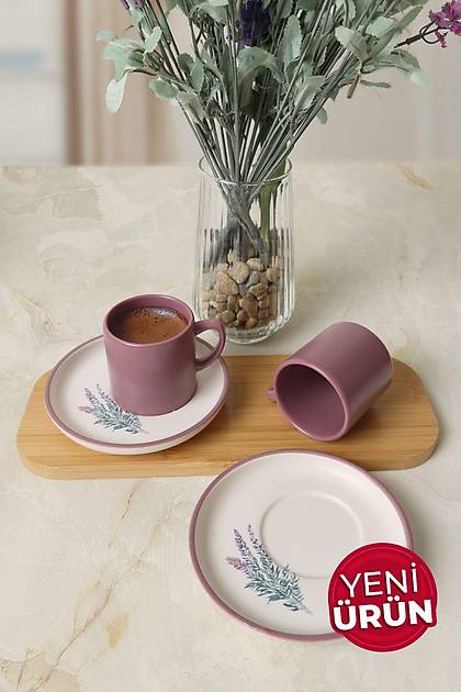 Elegant Blossoms Violet Kahve Takm 4 Para 2 Kiilik 21791