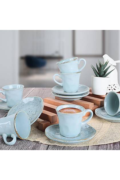 Keraart Splash Light Blue Kahve Fincan Takm 12 Para 6 Kiilik - 18921