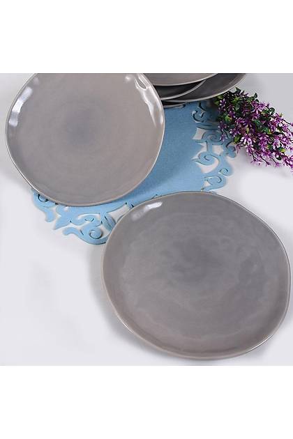 Organik Gri Servis Taba 26 Cm 6 Adet