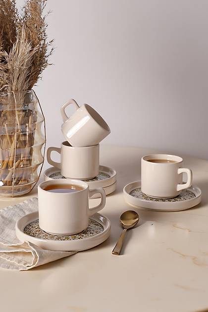 Timeless Brown Stackable �ay Tak�m� 8 Par�a 4 Ki�ilik 21973