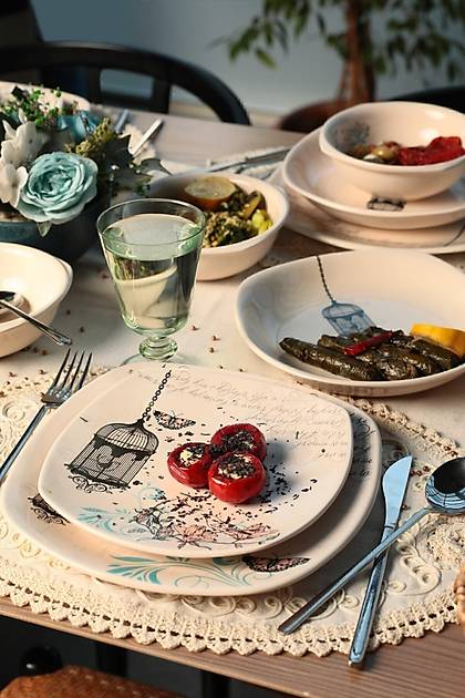 Keraart Retro Yemek Takm 24 Para 6 Kiilik