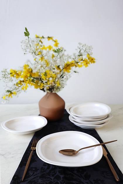 Beyaz Bloom Yemek Taba�� 24 Cm 6 Adet 006