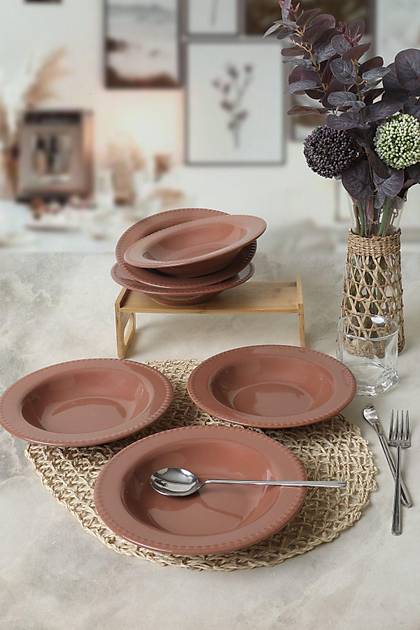 Kahverengi Bella Yemek Taba 21 Cm 6 Adet 605