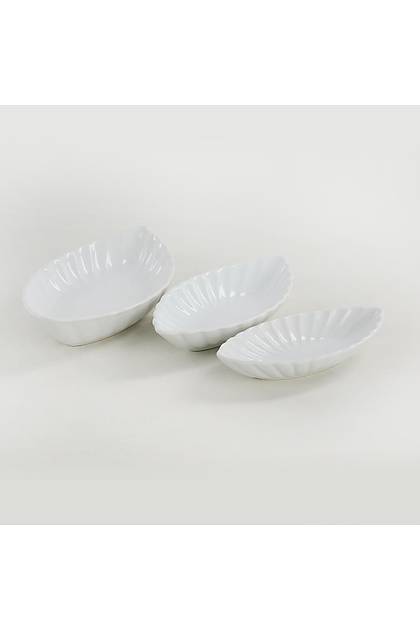 Beyaz Midye Kayk Tabak 20-25-30 Cm 3 Adet