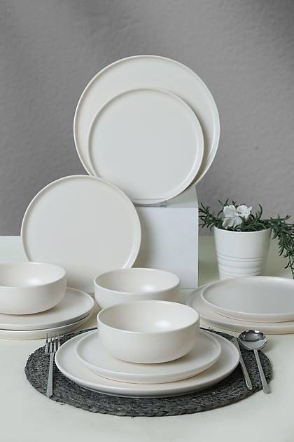 Nordic Mat Beyaz Yemek Takm 18 Para 6 Kiilik 022