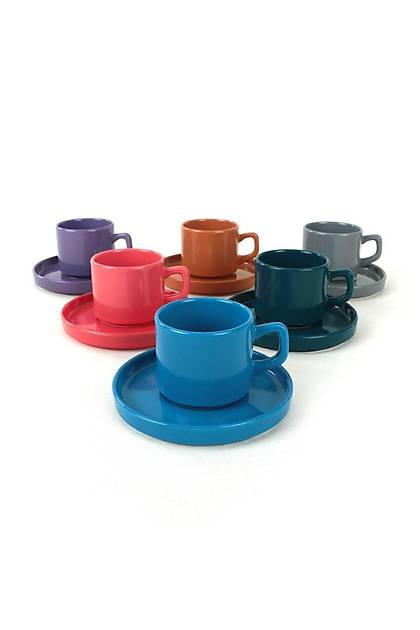 Mixed Stackable ay Fincan Takm 12 Para 6 Kiilik - 406/620