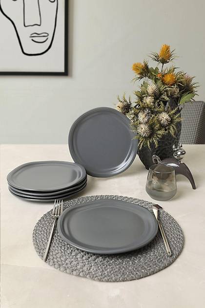Mat Gri Bloom Pasta Taba 24 Cm 6 Adet 959