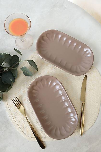 Mat Toprak Taupe Badem Kayk Tabak 25 Cm 2 Adet 977